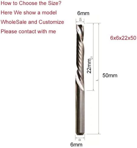 10pcs 3.175/4/5/6/8mm Shank Left Spiral Milling Cutter Single Flute Down Cut Router Bit CNC End Mill Carbide Milling Cutter(6x6x12x50) in Saudi Arabia