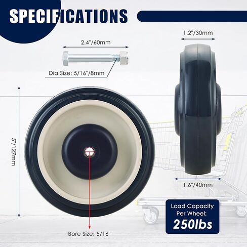 MAOPINER 5 "طقم استبدال Caster Caster Heavy Duty ، 4 عجلات STEM STEM للتسوق ، عربات Dolly & Furniture (الأزرق) in Kuwait