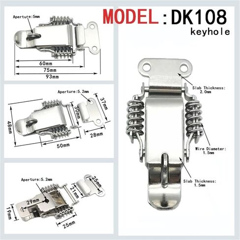 2pcs-108-steel-k latch DK108 Spring Boxcle Firoccase Tool Box Locking Locking Aggle Hasp Lock Hollery Box in Saudi Arabia