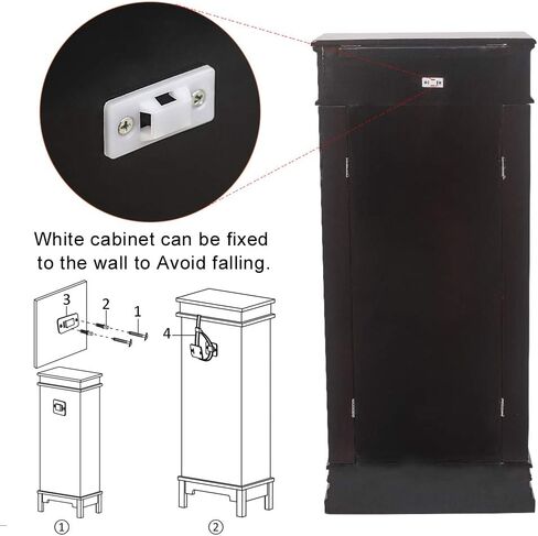 Karl home Large standing Jewelry Armoire Cabinet with 7 Drawers & 2 Swing Doors 24 Hooks, Large Wood Jewelry Cabinet Organizers with Top Flip Mirror, Blck in Kuwait