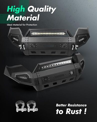 SCITOO Heavy Duty Steel Front Bumper fit for 2016-2022 for Toyota for Tacoma Texture Black Bumper,with Red D-ring and LED Lights in Saudi Arabia