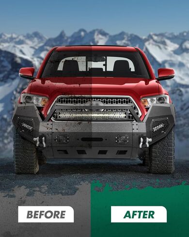 SCITOO Heavy Duty Steel Front Bumper fit for 2016-2022 for Toyota for Tacoma Texture Black Bumper,with Red D-ring and LED Lights in Saudi Arabia
