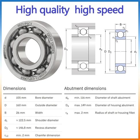 1Pcs Bearing 6021 6021-2RS 6021-2Z Deep Groove Ball Bearing(6021-2ZC3) in Saudi Arabia