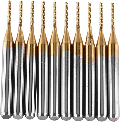 10pcs Tungsten Carbide End Mill PCB Cutter Circuit Board Cutter Bits 3.175mmx1mm مع طلاء لطحن الأخاديد حواف in Saudi Arabia