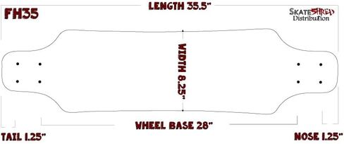 35 "× 8.25" Bottlenose Longboard Skateboard Top Mount in Kuwait