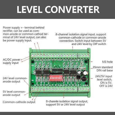 1pc 8-channel 5v/24v وحدة محول المستوى 10MHz NPN/PNP إلى وحدة تحويل NPN لمطابقة واجهة PLC MCU in Kuwait