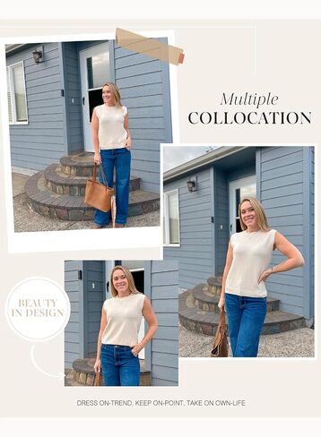 Dokotoo Sweater Vest Women Casual Crewneck Sleeveless Sweaters for Women Solid Loose Cable Knit Tank Tops in Saudi Arabia
