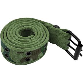 Double Grommet Belt, Unisex Double Hole Canvas Belts for Men and Belts for Women, Double Prong Durable Eyelet Belt