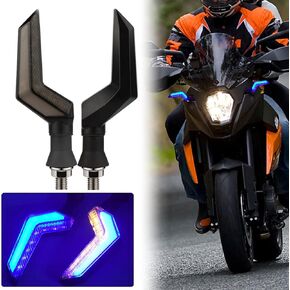 قطعتان من إشارات الانعطاف للدراجات النارية 12 فولت LED مؤشرات ضوئية تسليط الضوء على مصباح وامض الجناح مقاوم للماء IPX66 ملحقات عالمية للدراجات النارية (أزرق) in Kuwait
