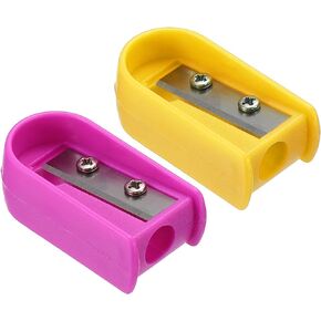 PATIKIL Pencil Sharpeners, 1 Set/2Pcs Plastic Manual Pencil Sharpener Single Hole Pencil Sharpeners for Office Classroom Art Painting, Red/Yellow
