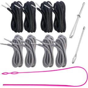 8 Pieces Drawstring Cords Replacement Drawstrings with Three Easy Threaders for Sweatpants Shorts Pants Jackets Coats (8 Pieces)