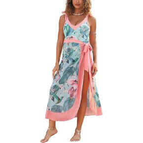 Bhome Maternity Swimsuit One Piece with Cover Up V Neck Maternity Bathing Suit Sets Pregnant Swimwear