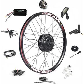 EBIKELING Waterproof Ebike Conversion Kit for Electric Bike 26" Rear Wheel Electric Bicycle Hub Motor Kit with Mountain Bike Rim1500W 1200W 750W 500W Electric Bike Conversion Kit