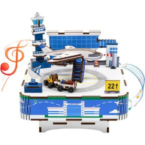 Mievayo|3D Wooden Jigsaw Puzzle - Dream Catcher Aviation Music Box - Airport Educational Model Building - Playset - Teenagers Boys Girls DIY Assembling Airplanes for Ages 12+