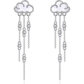 URONE Raindrop & Cloud Stud Earrings for Women Girls Hand Drawn Enamel Stud Earrings Jewelry 925 Sterling Silver Birthday Fashion Jewelry Gift