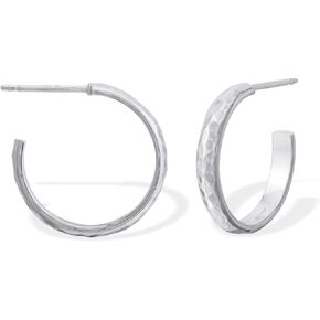 Boma Jewelry Sterling Silver Hammered Finish Post Hoop Earrings