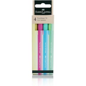 Faber-Castell Textliner 38 Pastel Super-Fluorescent Highlighter Pen - Assorted Color (Pack Of 4/6), Unique Soft Pastel Colors, Clipped Holder, Slim & Easy To Grip (6)