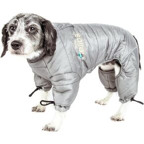 ® Thunder-Crackle Full-Body Waded-Plush Adjustable and 3M Reflective Dog Jacket (Gray, X-Large)