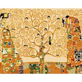 Wowdecor Paint by Number Kits for Adults Beginner, DIY Number Painting The Tree of Life by Gustav Klimt Famous Paintings 40x50 cm Wall Art Decor (Framed)