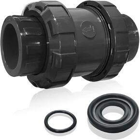PVC Spring Ture Union Check Valve, 3/4in Slip Swing Utility Water One Way Check Valve, Sch80 Socket Pool Ball Check Valve for Backflow Prevention