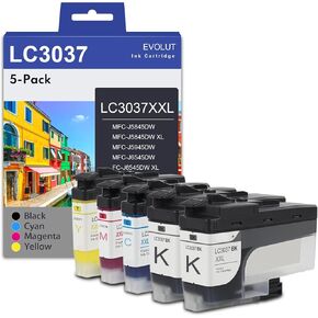 LC3037 Super High Yield Ink Cartridges(5-Pack, 2BK/1C/1M/1Y) - Eout Compatible LC3037 XXL Ink Cartridge Set Replacement for Brother LC3037 Ink MFC-J5845DW MFC-J5945DW Printer, LC3037XXL in Kuwait