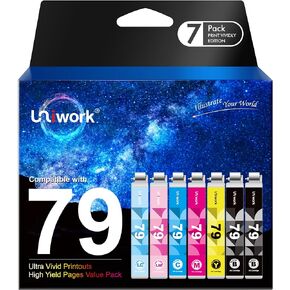 Uniwork Remanufactured 79 Ink Cartridge Replacement for Epson 79 Ink Cartridges use with Artisan 1430 Stylus Photo 1400 Printer (2 Black 1 Cyan 1 Magenta 1 Yellow 1 Light Cyan 1 Light Magenta) 7 Pack