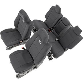 Rough Country Neoprene Seat Covers for 2011-2022 Jeep Grand Cherokee - 91046,Black, Front | Rear