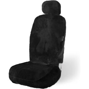 ZONETECH Car Seat Covers Full Set,Sheepskin Winter Wool Auto Accessories for All Season Protection of Your Seats,Include Front&Rear Seat Cover (Charcoal Grey, 2- Pack)