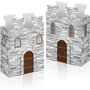 12 Pcs Castle Favor Boxes Medieval Party Decoration Cardboard Castles Knight Princess Party Supplies DIY Candy Treat Box for Dragon Birthday Baby Shower Table Decorations