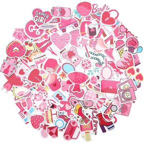 100 Pack Pink Stickers, Pink Party Favors, Birthday Decorations