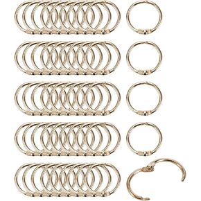 50 Pcs Note Book Binder Rings Loose Leaf Opening Ring Buckles Iron Hanging Rings Keyrings (Inner Diameter 1-Inch Yellow)