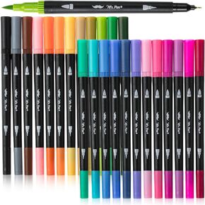 Mr. Pen- Dual Tip Brush Pens, 24 pcs, Assorted Color, Fine & Brush Tip Markers, Markers for Adult Coloring, Coloring Markers for Adults, Adult Coloring Markers, Brush Markers, Dual Tip Markers