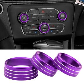 for Dodge Accessories Air Conditioner CD Switch Button Knob Aluminum Alloy Cover Compatible with Dodge Challenger/Charger 2015-2021, Chrysler 200/300/300s 2015-2020 (Purple)