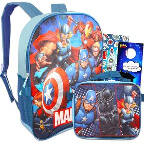 Marvel Avengers Backpack and Lunch Box Set for Boys - Featuring Iron Man, Captain America, Spiderman, Hulk and More