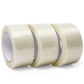 Valley'sYuMiao 6 Pack Mono Filament Strapping Tape, 2 in×60yds, Reinforced Strapping Fiberglass Packing, Clear Heavy Duty Wearproof Tape, Extra Thickness 5.5 mils
