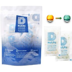 Dry & Dry 20 Gram [30 Packets] Orange Indicating Silica Gel Packets Desiccant - Food Safe Silica Gel Packs, Silica Gel, Desiccant Packs, Moisture Absorbers
