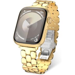Compatible with Apple Watch Band 41mm 40mm 38mm 45mm 44mm 42mm Women,Cute Stainless Steel Metal iWatch Band for iWatch Series 9/SE/SE2/8/7/6/5/4/3/2/1,Pretty Shiny Look