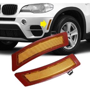 Bright-TECH Series Amber Lens Clip On Skull Front Bumper Side Marker Replacement Reflector Kit Designed For E70 X5 LCI FACELIFT OEM#63147274433