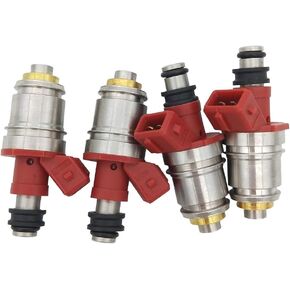 FJ342 4Pcs Set Fuel Injectors Nozzles 1 Hole Replacement for Nissan Pickup 2.4L 1995 D21 2.4L 1990-1994 16600-86G00 JS21-1