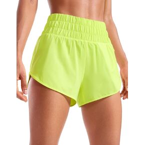 CRZ YOGA High Waisted Dolphin Running Shorts for Womens Mesh Liner Gym Workout Athletic Shorts with Zipper Pocket