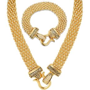 Jewel Jewelry Popcorn Chain Magnetic Clasp Bracelet and Necklace Bundles