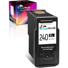 استبدال خرطوشة الحبر المعاد تصنيعها من ColoWorld لـ Canon 240 PG-240XL لطابعة Pixma MG3620 MG3600 MX452 MG2120 MG3520 MX472 MG3220 MX432 MG2220 MX512 MG3122 MG3222 MG3120 (1 أسود) in Kuwait