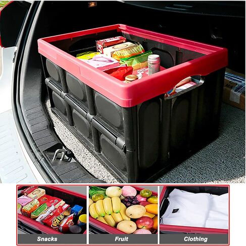 Plastic Storage Crates, Pack of 2 Stackable Plastic Storage Bins with Lids Container Collapsible Crates Bins Basket for Home Office Kitchen Shoes Clothes Books Grocery Storage, 28L-Black in Saudi Arabia