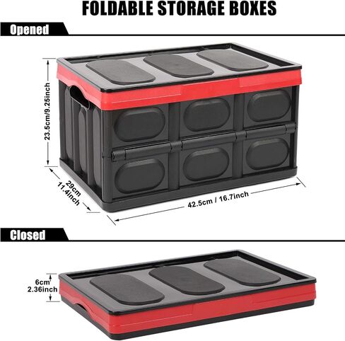 Plastic Storage Crates, Pack of 2 Stackable Plastic Storage Bins with Lids Container Collapsible Crates Bins Basket for Home Office Kitchen Shoes Clothes Books Grocery Storage, 28L-Black in Saudi Arabia