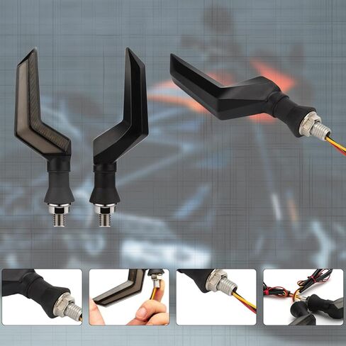 قطعتان من إشارات الانعطاف للدراجات النارية 12 فولت LED مؤشرات ضوئية تسليط الضوء على مصباح وامض الجناح مقاوم للماء IPX66 ملحقات عالمية للدراجات النارية (أزرق) in Kuwait