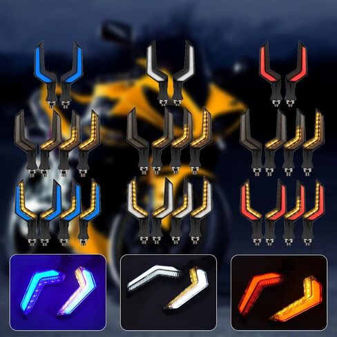 قطعتان من إشارات الانعطاف للدراجات النارية 12 فولت LED مؤشرات ضوئية تسليط الضوء على مصباح وامض الجناح مقاوم للماء IPX66 ملحقات عالمية للدراجات النارية (أزرق) in Kuwait