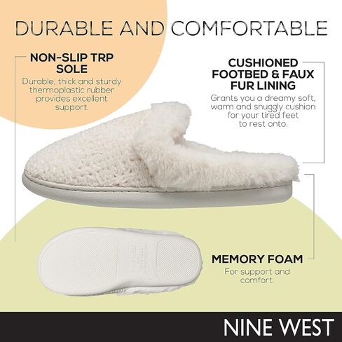 Nine West Premium Slippers For Women, Cozy Warm Memory Foam Non-Slip Indoor Outdoor Winter House Shoes in Saudi Arabia