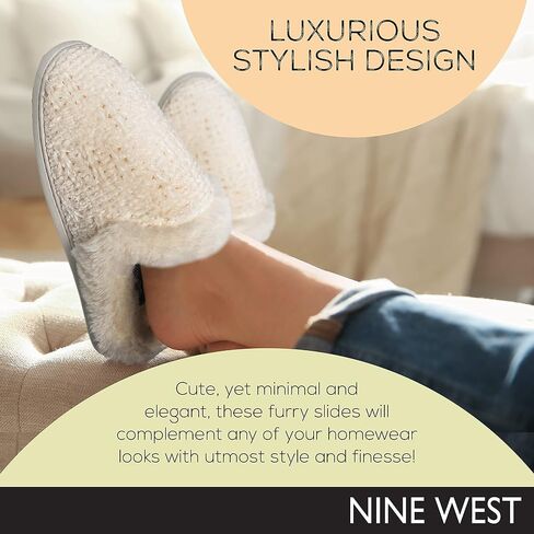 Nine West Premium Slippers For Women, Cozy Warm Memory Foam Non-Slip Indoor Outdoor Winter House Shoes in Saudi Arabia