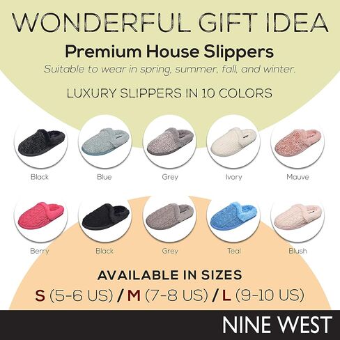 Nine West Premium Slippers For Women, Cozy Warm Memory Foam Non-Slip Indoor Outdoor Winter House Shoes in Saudi Arabia