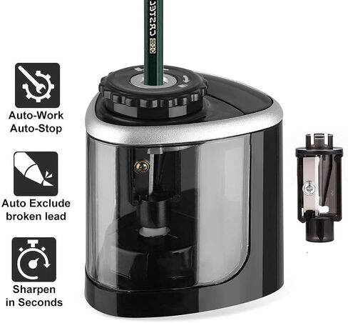 Fully Automatic Electric Portable Variable Mode Pencil Sharpener, Suitable for Children/Adults, Suitable for Pencils (6-8mm)/ School/Classroom/Office/Home in Saudi Arabia